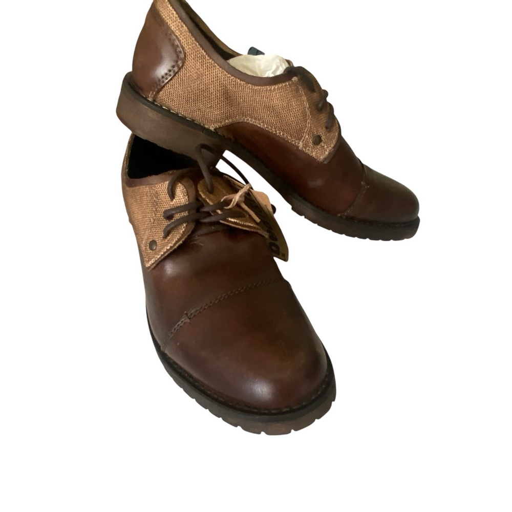 Bed Stu Repeat Oxford Shoes Men’s 8 Brown Leather Canvas Heritage NWT Preppy